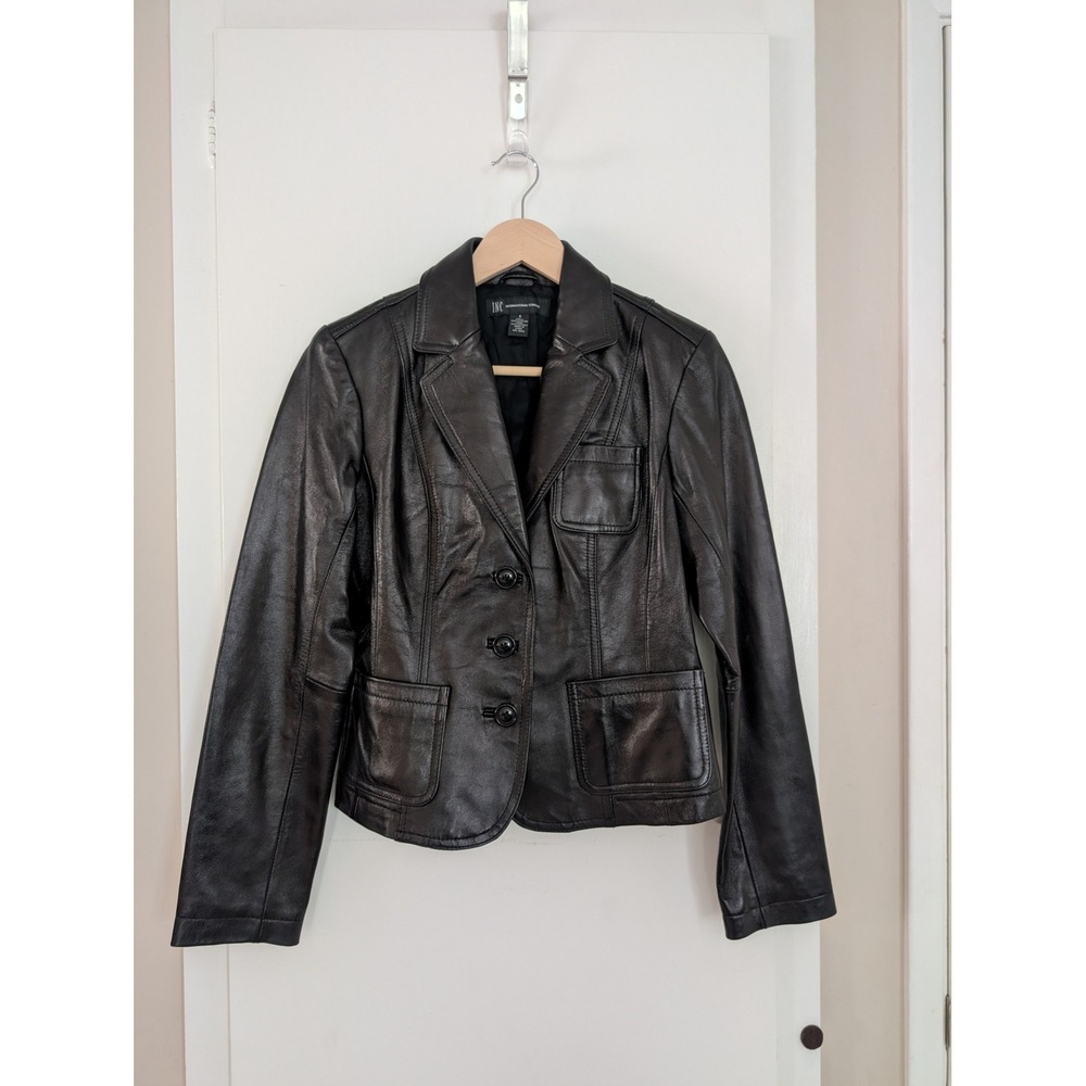 Glossy Black Leather Blazer Jacket Grunge 90s Minimalist Punk Women S